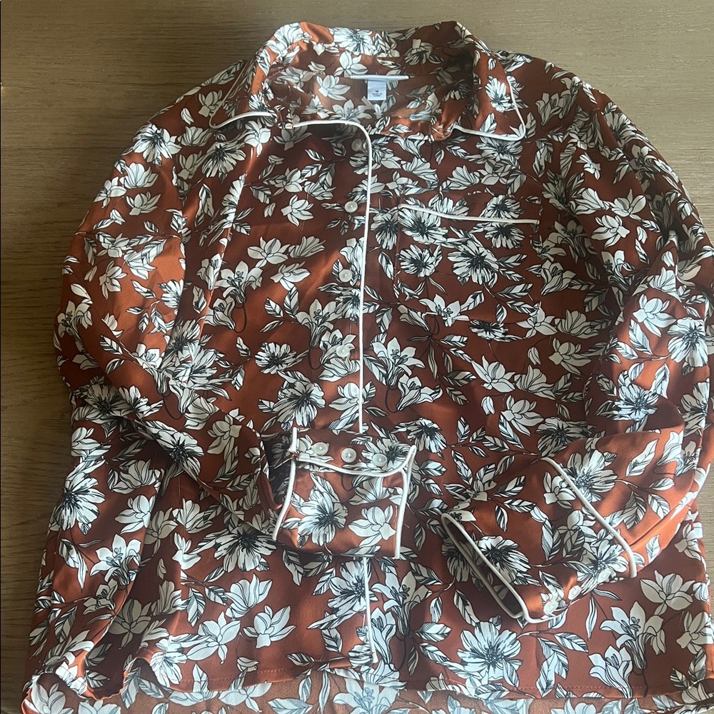 La Ligne Orange and White Floral Shirt